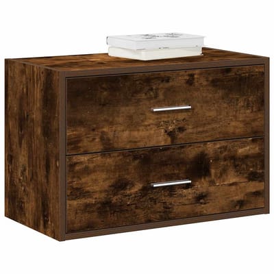 vidaXL - Kast - met - 2 - lades - 60x31x40 - cm - bewerkt - hout - gerookt - eikenkleurig