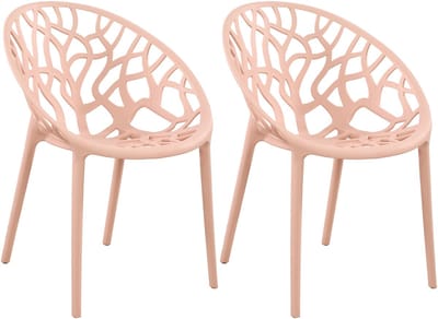 CLP Hope 2er Set stapelbare Tuinstoelen - Weerbestendig & UV-bestendig - Kunststof Stoelen met Armleuningen - Modern Design - roze