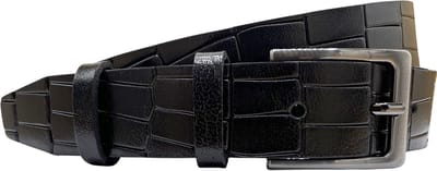 Zwarte Leren Riem Van 3 cm Breed Met Kroko Print – Dames Riem of Heren Riem – 110 cm (Taillemaat 90 cm)