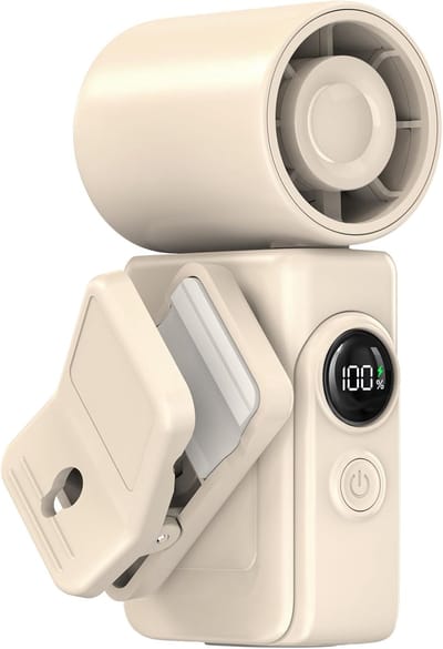 VHV - Handventilator - mini handventilator usb oplaadbaar - USB oplaadbaar, met digitaal display, met LED verlichting, met klem - voor reizen, festival, make-up