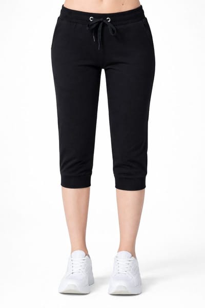 Smith & Solo Capri Broek Dames - korte Joggingbroek - Zomerbroeken - Zwart - XS