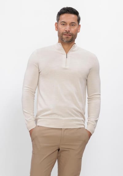 STEFANO LAURAN Half Zip Anders Truien & Vesten Heren - Sweater - Hoodie - Vest- Beige - Maat XXL