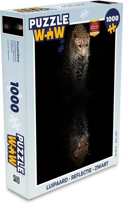 Puzzel Luipaard - Reflectie - Zwart - Legpuzzel - Puzzel 1000 stukjes volwassenen