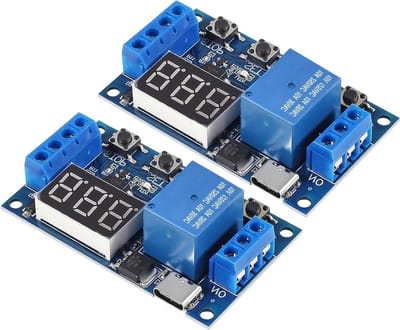 Tijdrelais Module met LED Display, 2 Stuks, DC 6V-30V, Cyclusvertraging, Timer voor Arduino en Elektronische Projecten