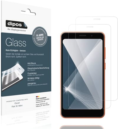 dipos – 2x Pantserfolie geschikt voor Oscal Flat 3C Mini | 9H Screenprotector