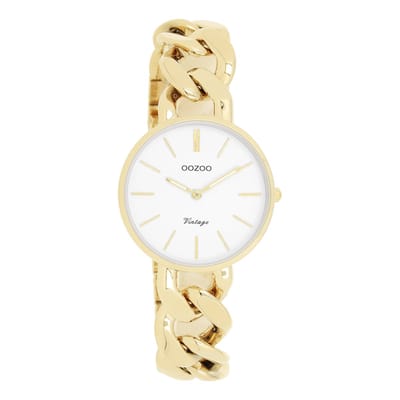 Goudkleurige OOZOO horloge met goudkleurige grove schakelarmband - C20357