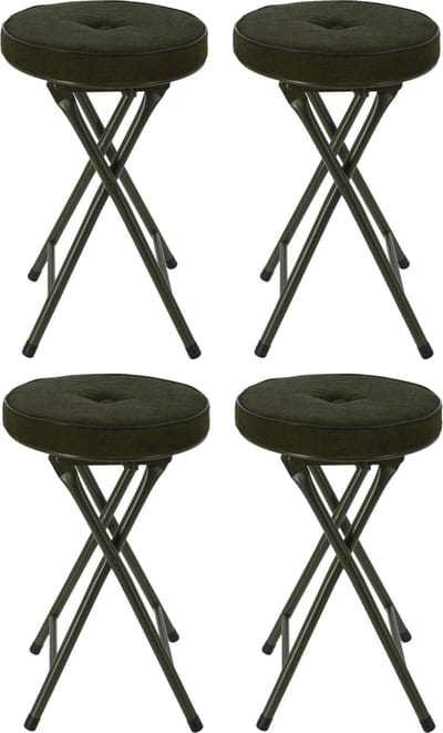 Home & Styling Bijzet krukje/stoel - 4x - Opvouwbaar - Donkergroen - Ribcord - D33 x H49 cm