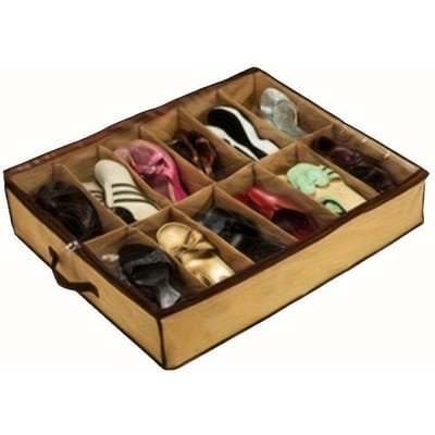 Schoenenopbergdoos in vintagestijl met stofdicht transparant deksel 12-vaks organizer voor sneakers Ruimtebesparende oplossing voor slaapkamer & kast