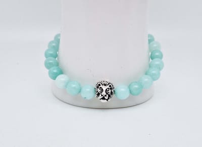 Handgemaakte natuursteen armband met Metalen vorm - Model 16 - "AAA Amazonium" -8 mm diameter van de korrel- Diameter armband 20 cm - Een mooi cadeau voor familie en vrienden