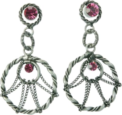 Behave - Oorsteker met ronde hanger en steentjes - Bohemian stijl