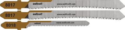wolfcraft - Decoupeerzaagbladen voor Meubels - 3 stuks - Voor rechte en bochtsneden door gefineerd hout, fijne snede, Mirror-Cut - 2391000