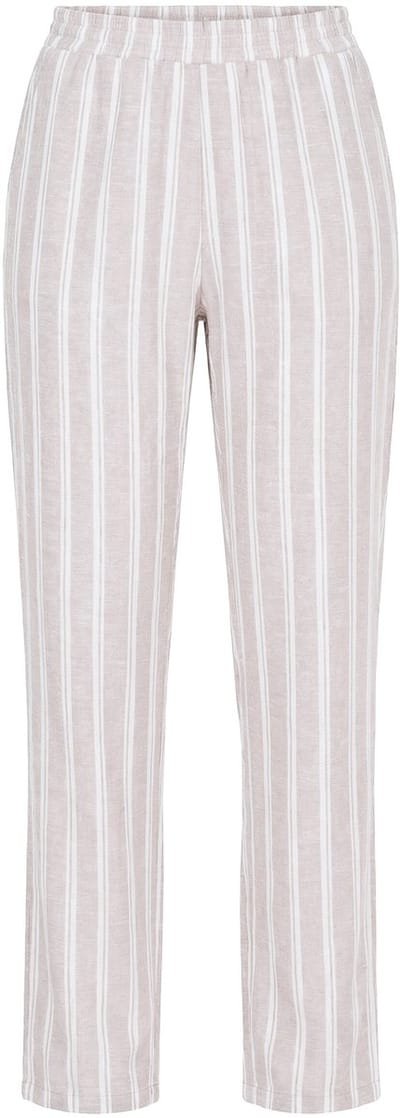 Ulla Popken - Dames - Linnen broek Ruby strepen rechte pijpen - Room - Maat 46+