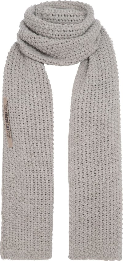 Knit Factory Carry Gebreide Sjaal Dames & Heren - Warme Wintersjaal - Grof gebreid - Langwerpige sjaal - Wollen sjaal - Heren sjaal - Dames sjaal - Unisex - Iced Clay - Grijs - 200x35 cm