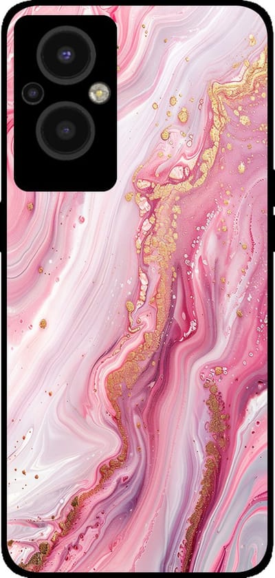 Smartphonica Telefoonhoesje Geschikt voor Oppo Reno8 Lite met marmer opdruk - TPU backcover case marble design - Roze geschikt voor Oppo Reno8 Lite