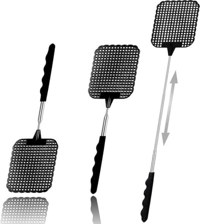 3 Stuks - Vliegenmeppers - Kunststof Vliegenmepper Set - Vliegen Meppen - Breed - Uitschuifbaar - telescopische - voor vliegen, muggen insecten wespen en andere insecten af te weren