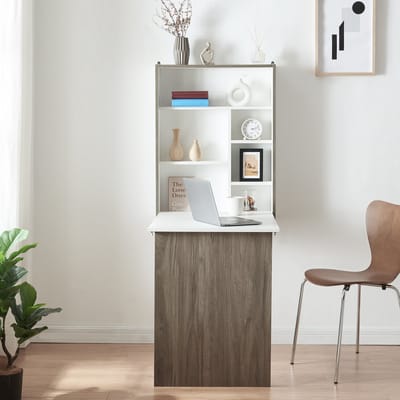 Klaptafel Greve voor wandmontage 80x62x16 cm wit en houtkleurig [en.casa]