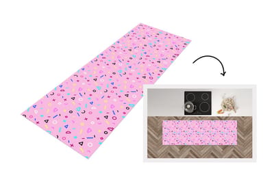 Keukenloper - Loper keuken - Design - Patronen - Roze - Jaren 80 - 150x50 cm - Keukenloper vinyl