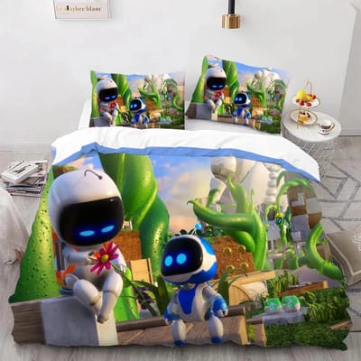 Astro Bot Schattige Cartoon Beddengoed Collectie Dekbed Collectie Eenpersoons Tweepersoons Bed King Size Bed Collectie Slaapkamer Jongens Volwassenen Dekbedovertrek Kussensloop 228X228cm-3pcs
