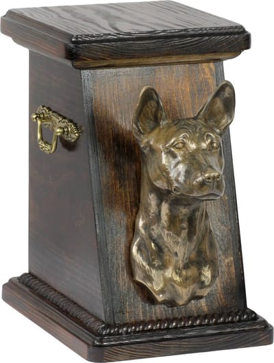 Elegante urn voor hondenas met beeld van Basenji en Afrikaanse bos hond