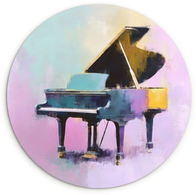 WallCircle® Wandcirkel 120x120 cm - Muurcirkel Piano - Pastel - Elegant - Dromerig - Muurdecoratie woonkamer - Wanddecoratie slaapkamer - Kamer decoratie accessoires - Ronde schilderijen XXL