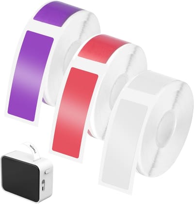 3 Rollen 12 x 40 mm Waterdichte Thermische Etiketten, Gekleurde Zelfklevende Labels voor Thuis, Kantoor en Schoolgebruik, Compatibel met Diverse Thermische Printers