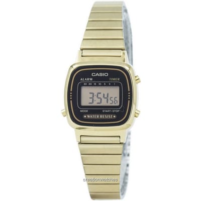 Casio digitale roestvrijstalen alarmtimer LA670WGA-1DF LA670WGA-1 dameshorloge zwart