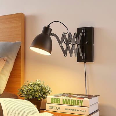 Lindby - wandlamp - 1licht - Metaal - H: 22 cm - E14 - zwart