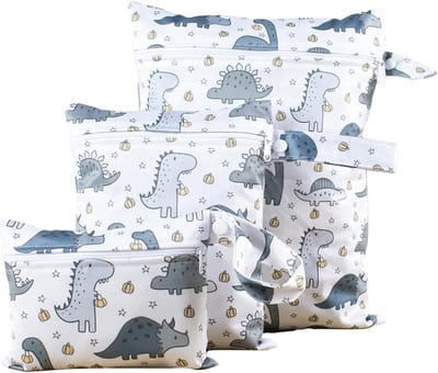 Set van 3 Dinosaurusthema Luiertassen en Handdoeken, Waterdichte Luiertas met Rits voor Reizen, Kinderwagen en Strandactiviteiten