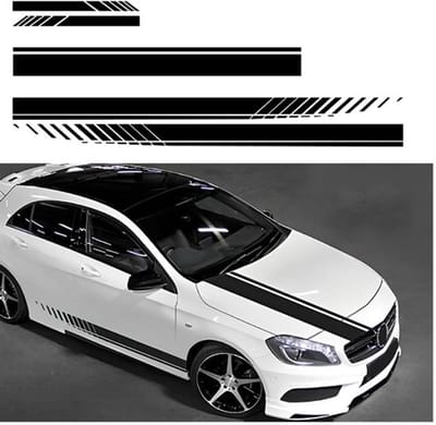 Allecto - Autokapstrepenstickers - Autorace body zijstrepen - Zwart