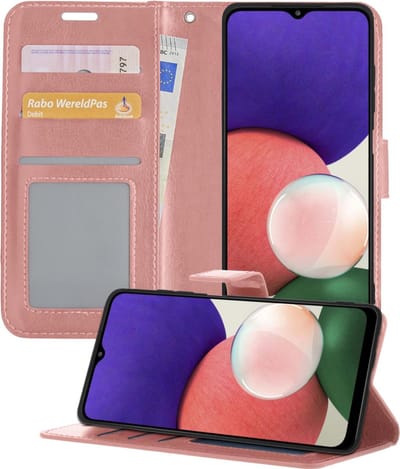 Hoesje - Geschikt voor Samsung Galaxy A22 4G - Luxe Bookcase - Walletcase Hoes - Portemonnee - Cover - Telefoonhoes - Rosé goud