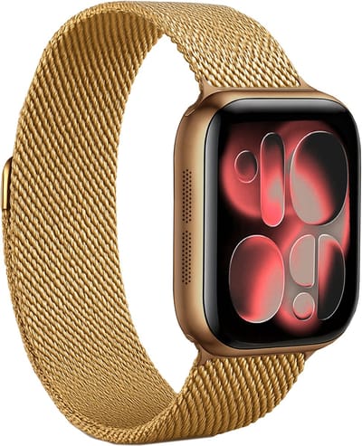 Horlogeband Milanees Geschikt voor Apple Watch 42/44/45/46 mm Bandje - Bandje Geschikt voor Apple Watch 42/44/45/46 mm Band Milanees - Goud