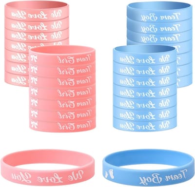 30 Stuks Silicone Armbanden voor Gender Reveal, Team Boy en Girl, Baby Shower Versiering in Blauw en Roze