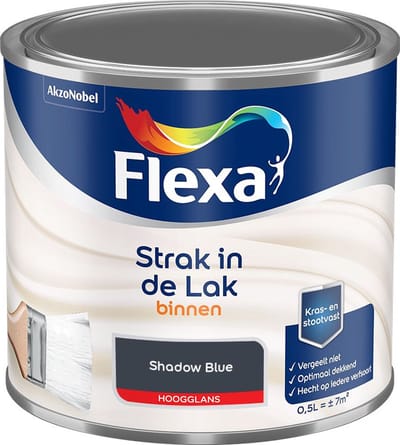 Flexa - Strak In De Lak Binnenlak Hoogglans - Shadow Blue - Mengverf - 500 Ml