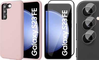 Hoesje geschikt voor Samsung Galaxy S23 FE - Screenprotector Volledig Dekkend Glas & Camera - Mat Back Case Roze