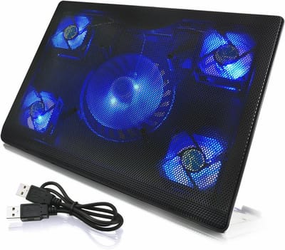Notebook Koeler met 5 Ventilatoren en Blauwe LED Achtergrondverlichting | Laptop Koeler | Accessoires voor Gaming Laptops