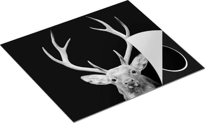 Chefcare Inductie Beschermer Hertenkop - Zwart Wit - 60x50 cm - Afdekplaat Inductie - Kookplaat Beschermer - Inductie Mat