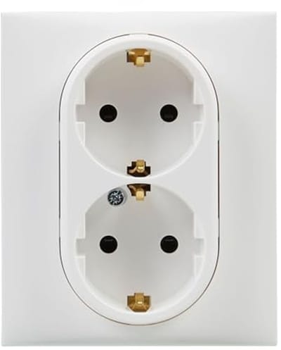 Dubbel stopcontact 2 x 2 P+T 16 A voor inbouwinstallatie - Wit