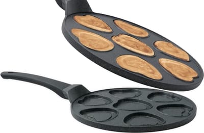 Pannenkoekenpan Hartvorm - Pannenkoek & Crepe - Lekkere Koekjes Bakken - 7-Gaats Anti-aanbaklaag - Ø 26 cm - Zwart