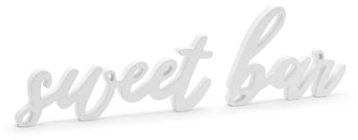 PARTYDECO - Witte houten "Sweet Bar" decoratie 37 x 10 cm voor bruiloft