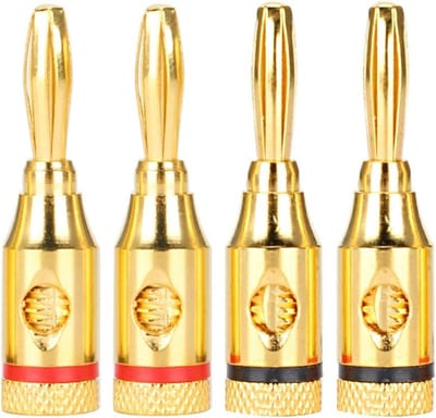 4 Stuks Bananenpluggen van Puur Koper voor Betrouwbare Signaaloverdracht en Audio Verbindingen met Gouden Afwerking