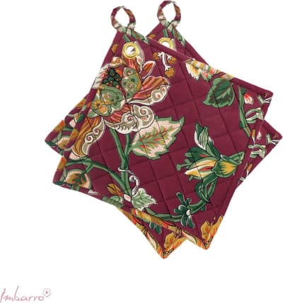Imbarro - Pannenlappen - Potholders - Romee - Dark Red - set of 2 - 100% Katoen