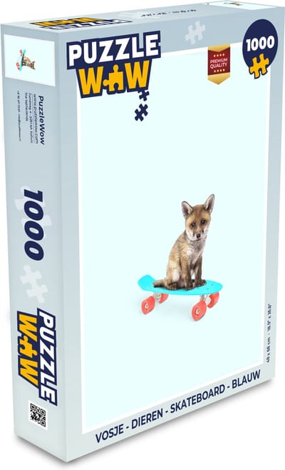 Puzzel Vos - Dieren - Skateboard - Blauw - Legpuzzel - Puzzel 1000 stukjes volwassenen