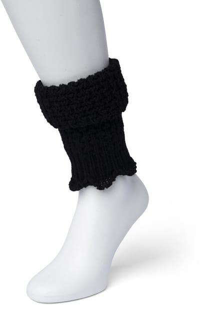 Bonnie Doon Honeycomb Boot Top Dames Zwart - Korte Beenwarmer - Honinggraatmotief - Heerlijk warm - Boven de Laarzen/Wandelschoenen/Sneakers - Warme Enkels - Wol - Grof Gebreid - Black - BN351789.101