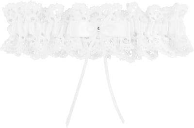 Elegante Bruiloftsgarter met Schattige Strik van Witte Kant, Rekbare Beenband voor Bruidsaccessoires en Feestbenodigdheden voor Vrouwen en Meisjes