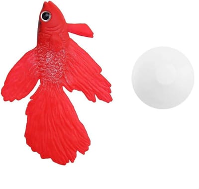 Kunstmatige Siliconen Aquarium Decoratie met Grappig Vis Ontwerp - Veilig voor Vissen - Rood Betta Vis - Aquarium Ornament .
