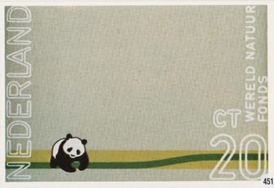 Briefkaart met afbeelding Panda-beertje postzegel
