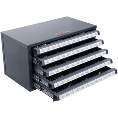 VEVOR Boorbit Dispenser Kast, Boorbit Organizer met Vijf Laden voor Boorbit Dispensers Nr. 1 tot Nr. 60 Gemaakt van Staal met Labels, Stapelbare Boorbit Dispenser voor het Opbergen van Boren en Graveerbits