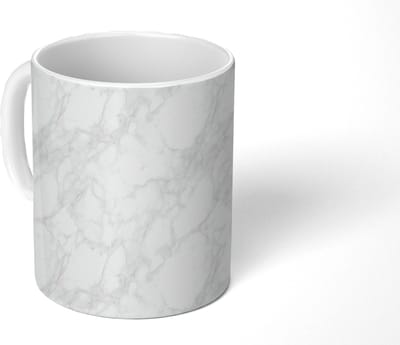 Mok - Koffiemok - Minimalistisch - Wit - Grijze aders - Mokken - 350 ML - Beker - Koffiemokken - Theemok