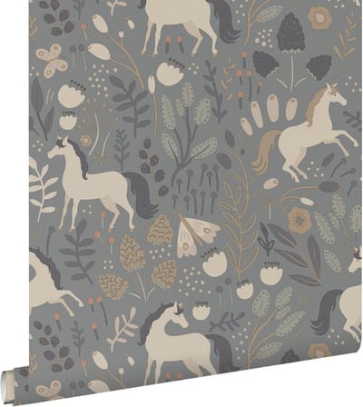 ESTAhome behang unicorns vergrijsd blauw - 50 x 900 cm - 139874