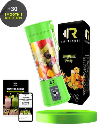 ReyFit Sports Draagbare Blender 380ML - Blender To Go - Portable Blender - Smoothie maker - Protein Shaker - Draadloos - Groen